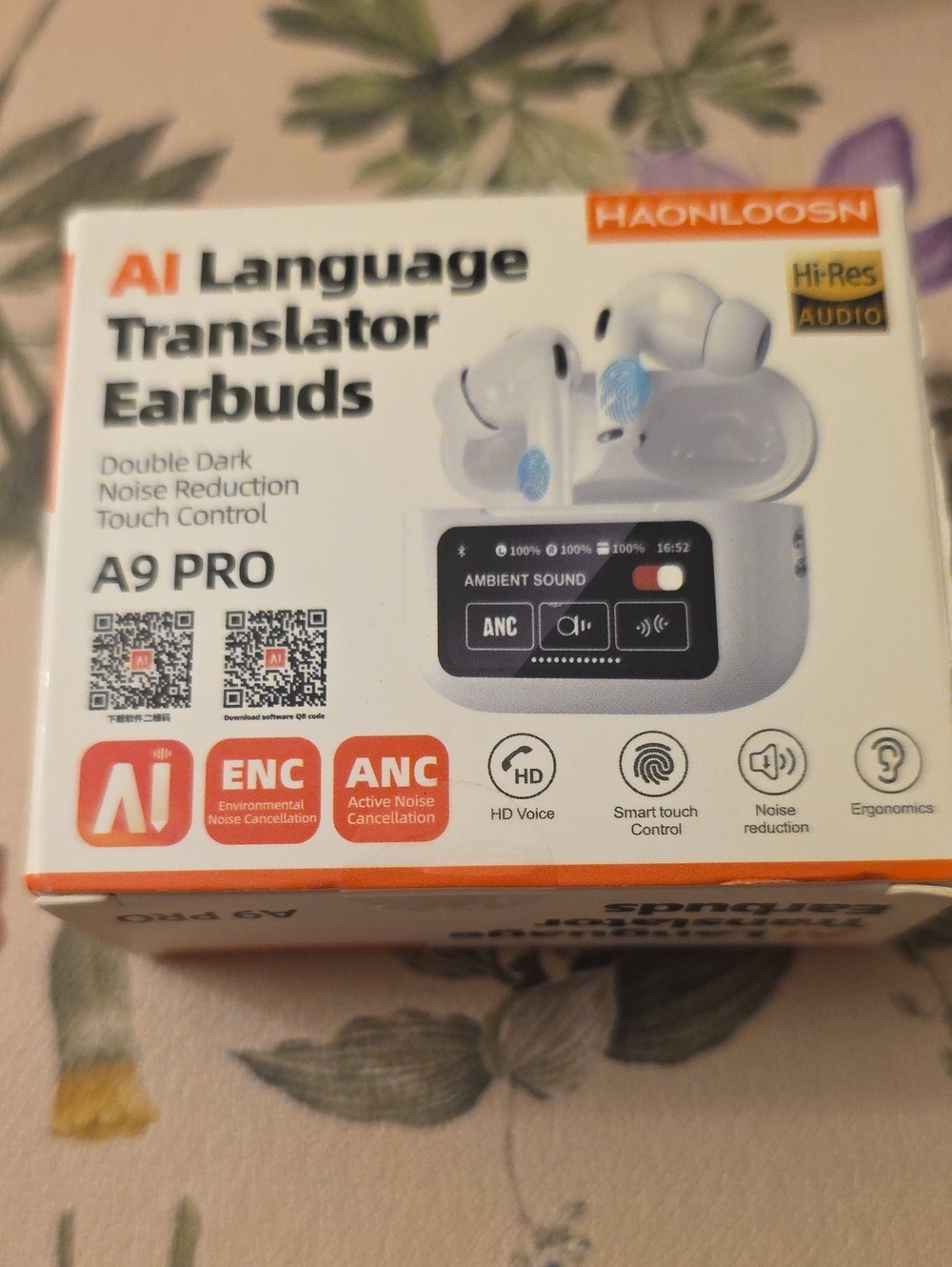 A9 Pro AI Language Translator Earbuds - White